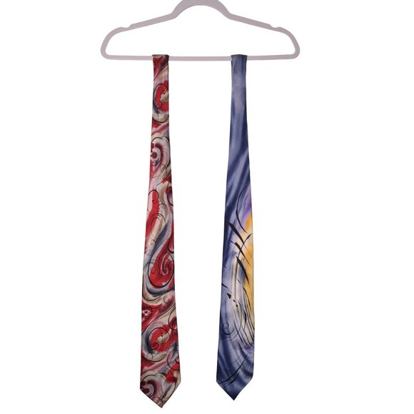 Jerry Garcia USED 2 Tie LOT: Snail Garden, Curves & Lines (Collection 56) PM - Picture 1 of 7